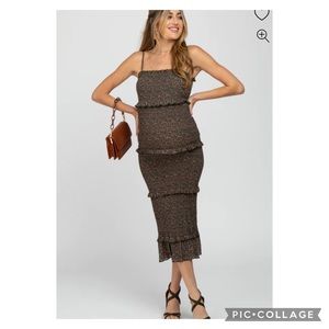 Pinkblush Brown Floral Midi Dress